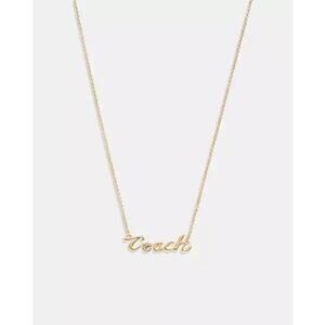 Coach Logo Script Gold Tone Necklace - NWT!